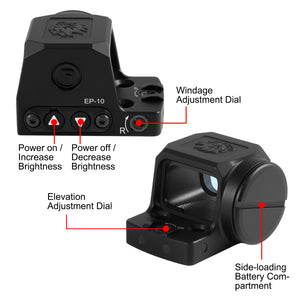 GOWUTAR EP-10 Enclosed Red Dot Sight for RMSc Footprint - Astigmatism Friendly Aspherical Lens Micro Red Dot Sights - Multiple Reticles 3 MOA Dot & 48 MOA Circle