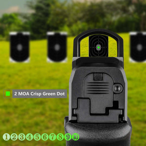 GOWUTAR A20G Green Dot Sight for RMR Footprint - 2 MOA Shake Awake Pistol Green Dot Optic w/ Picatinny Mount