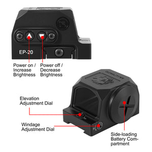 GOWUTAR EP-20 Enclosed Green Dot Sight for ACRO Footprint - Motion Awake - 3 MOA Closed Emitter Reflex Sights (Green Dot)