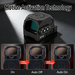 GOWUTAR EP-20 Enclosed Green Dot Sight for ACRO Footprint - Motion Awake - 3 MOA Closed Emitter Reflex Sights (Green Dot)