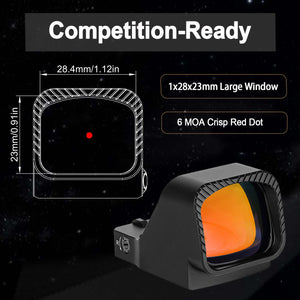 GOWUTAR GP-9 Competition-Ready Large Window Red Dot Sight, 6 MOA RMR Footprint Red Dot Optic (Black, Red Dot)