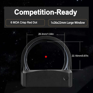 GOWUTAR GP-7 Large Window Red Dot Sight - 6 MOA Motion Awake RMR Footprint Red Dot Optic