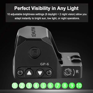 GOWUTAR GP-6 RMR Footprint Green Dot Optic, 3 MOA Motion Awake Reflex Sight for Pistols