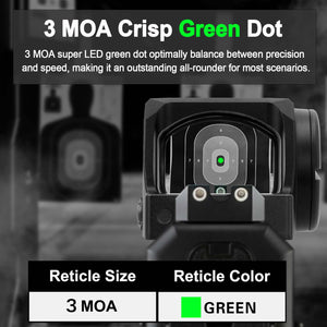 GOWUTAR GP-6 RMR Footprint Green Dot Optic, 3 MOA Motion Awake Reflex Sight for Pistols