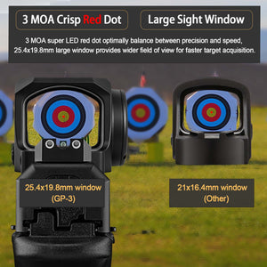 GOWUTAR GP-3 Open Red Dot Sight for RMSc Footprint, 3 MOA Micro Reflex Sights with Astigmatism Friendly Aspheric Lens