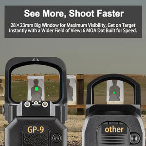 GOWUTAR GP-9 Competition Ready Green Dot Sight, 6 MOA Large Window RMR Footprint Pistol Optic (Army Green, Green Dot)