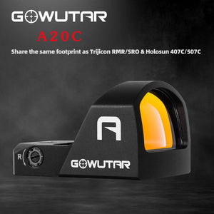 GOWUTAR A20C Multiple Reticles Red Dot Sight - RMR Footprint - 2 MOA Dot & 38 MOA Circle