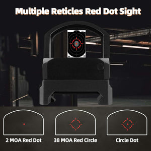 GOWUTAR A20C Multiple Reticles Red Dot Sight - RMR Footprint - 2 MOA Dot & 38 MOA Circle
