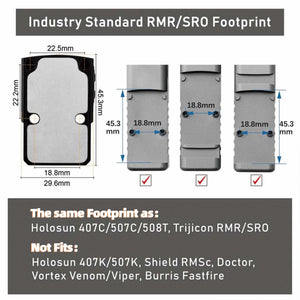 GOWUTAR A20C Multiple Reticles Red Dot Sight - RMR Footprint - 2 MOA Dot & 38 MOA Circle