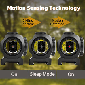 GOWUTAR HHC-B22 Red Dot Sight for Rifles - 3 MOA Compact Shake Awake Reflex Optic for Picatinny Rails, 1x20mm Durable Rifle Scope with Absolute Co-Witnes Riser & Low Mount