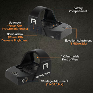GOWUTAR A20G Green Dot Sight for RMR Footprint - 2 MOA Shake Awake Pistol Green Dot Optic w/ Picatinny Mount