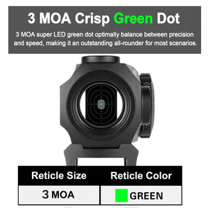 GOWUTAR HHC-B22S Solar Green Dot Sight for Rifles, with Absolute Co-Witness Riser & Low Mount