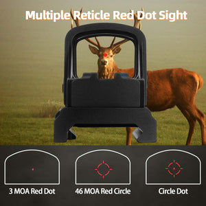 GOWUTAR HHC17C Multiple Reticles Red Dot Sight for RMSc Footprint, 3 MOA Dot 46 MOA Circle Micro Red Dot Optic