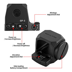 GOWUTAR GP-3 Open Red Dot Sight for RMSc Footprint, 3 MOA Micro Reflex Sights with Astigmatism Friendly Aspheric Lens