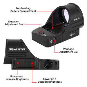 GOWUTAR GP-7 Large Window Red Dot Sight - 6 MOA Motion Awake RMR Footprint Red Dot Optic