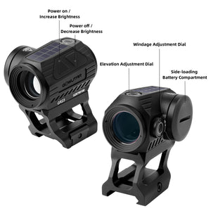 GOWUTAR GR23 Solar Green Dot Sight for Rifles, 3 MOA Durable Aluminum Green Dot Optic with Shake Awake (Green Dot)