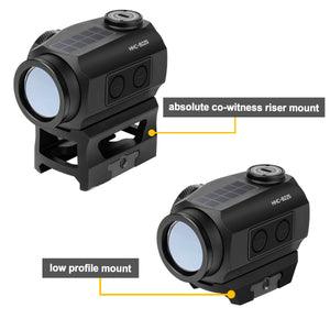 GOWUTAR HHC-B22S Solar Green Dot Sight for Rifles, with Absolute Co-Witness Riser & Low Mount