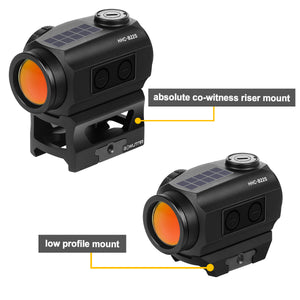 GOWUTAR HHC-B22S Solar Red Dot Sight for Rifles, with Absolute Co-Witness Riser & Low Mount