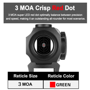 GOWUTAR HHC-B22S Solar Red Dot Sight for Rifles, with Absolute Co-Witness Riser & Low Mount