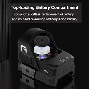 GOWUTAR A20C circle dot sight with a top-loading battery compartment