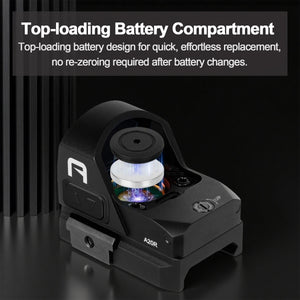 GOWUTAR A20R rmr red dot optic with a top-loading battery compartment