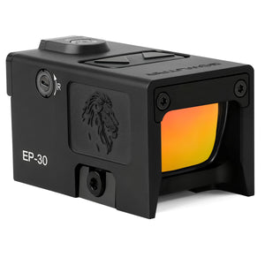 GOWUTAR EP-30 ACRO footprint enclosed red dot sight shown from the front angled view