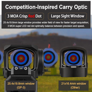 gowutar gp-3 rmsc footprint red dot sight with large window for competition