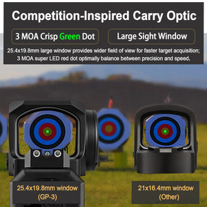 gowutar gp-3 rmsc green dot sight with competition large window