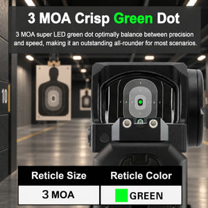 Crisp 3 MOA green dot of the GOWUTAR GP-6 RMR footprint sight 
