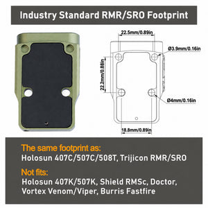 GOWUTAR GP-9 mounting base and RMR footprint diagram