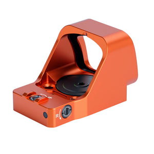 Rear angled view of the GOWUTAR GP-9 orange large window green dot sight