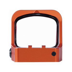Rear view through the large window of the GOWUTAR GP-9 orange competition pistol optic