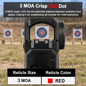 GOWUTAR GP-V sight with a 3 MOA red dot aimed at an outdoor range target.