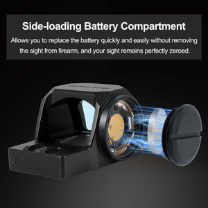 GOWUTAR GP-V red dot sight with top-loading battery for easy battery replacement