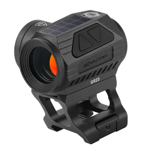 Front angled view of the GOWUTAR GR23 solar red dot sight for rifles