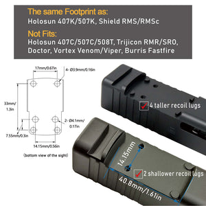 GOWUTAR HHC17C RMSc Footprint red dot sight for Slim Pistols