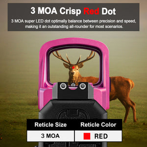 Crisp 3 MOA red dot of the GOWUTAR HHC17R rmsc micro red dot sight rose pink