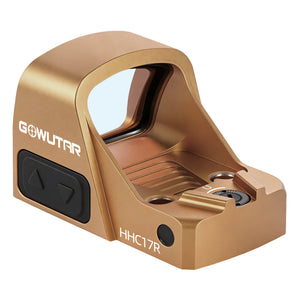 Rear angled view of the GOWUTAR HHC17R rmsc footprint micro red dot sight for pistol gold