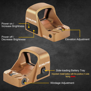 Details of the GOWUTAR HHC17R micro red dot sight desert gold