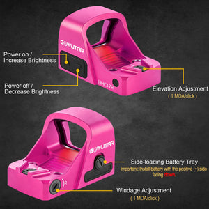 Details of the GOWUTAR HHC17R micro red dot sight rose pink
