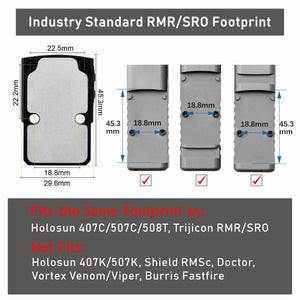 GOWUTAR A20R Red Dot Sight for Pistols - RMR Footprint Red Dot Optic w/Picatinny Rail Mount