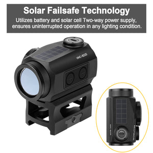 GOWUTAR HHC-B22S Solar Green Dot Sight for Rifles, with Absolute Co-Witness Riser & Low Mount