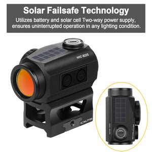 GOWUTAR HHC-B22S Solar Red Dot Sight for Rifles, with Absolute Co-Witness Riser & Low Mount